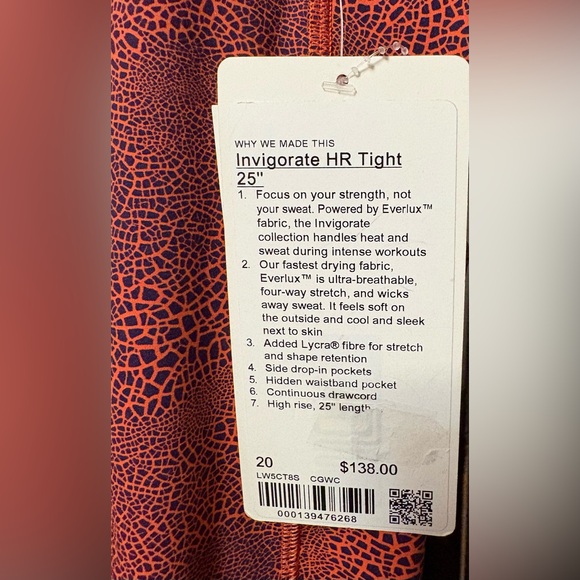 Lululemon Invigorate High-Rise Tight 25" Size 20 NWT in Crackle Orange Larkspur - Picture 3 of 14